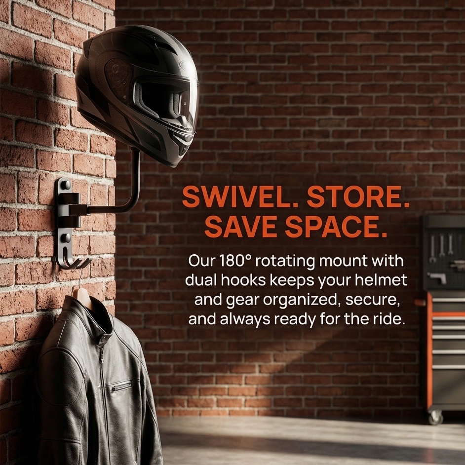 Cycling Gear Wall Organizer - Premium Aluminum Alloy Stainless Steel Helmet