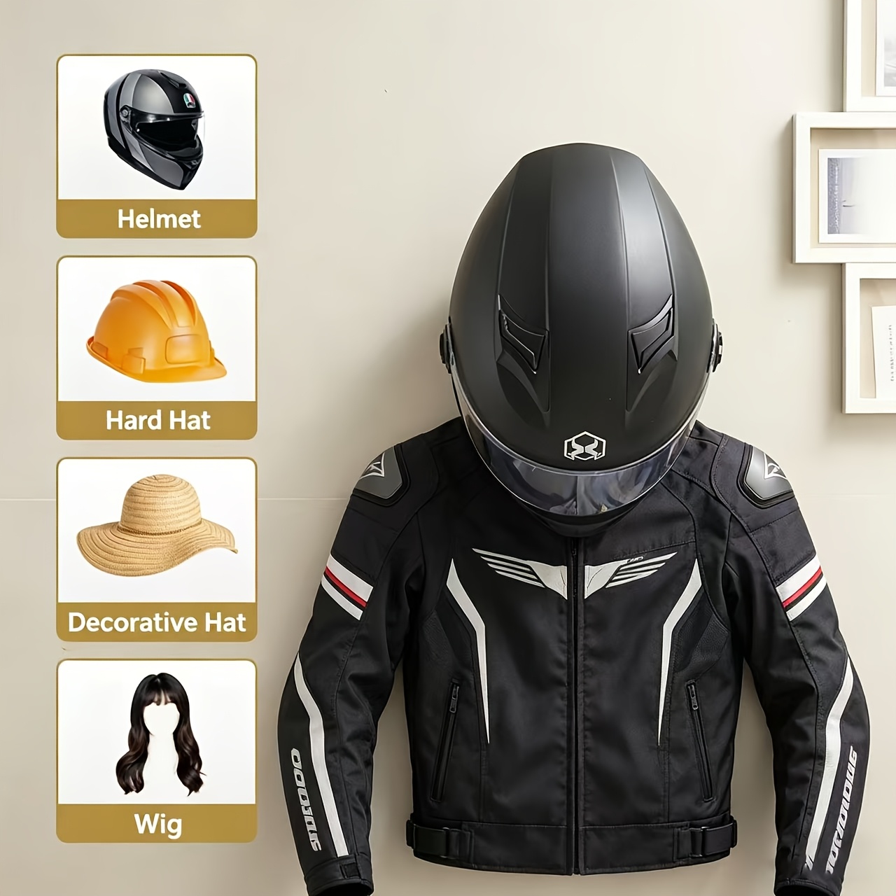 Motorcycle Helmet Holder Solid - Cycling Gear Wall Organizer 评论和价格